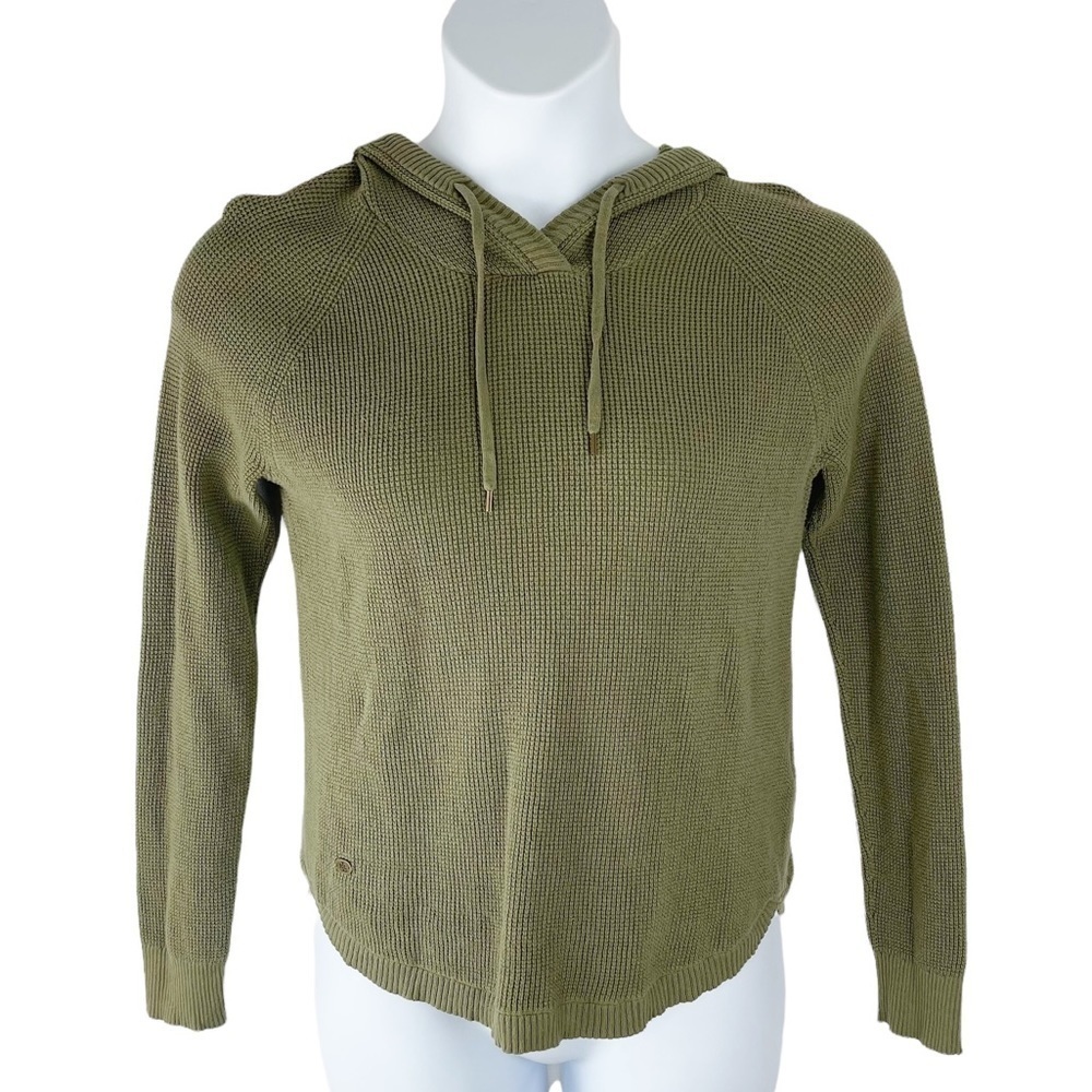 Lauren Ralph Lauren Green Waffle Knit Hooded Sweater Size Small